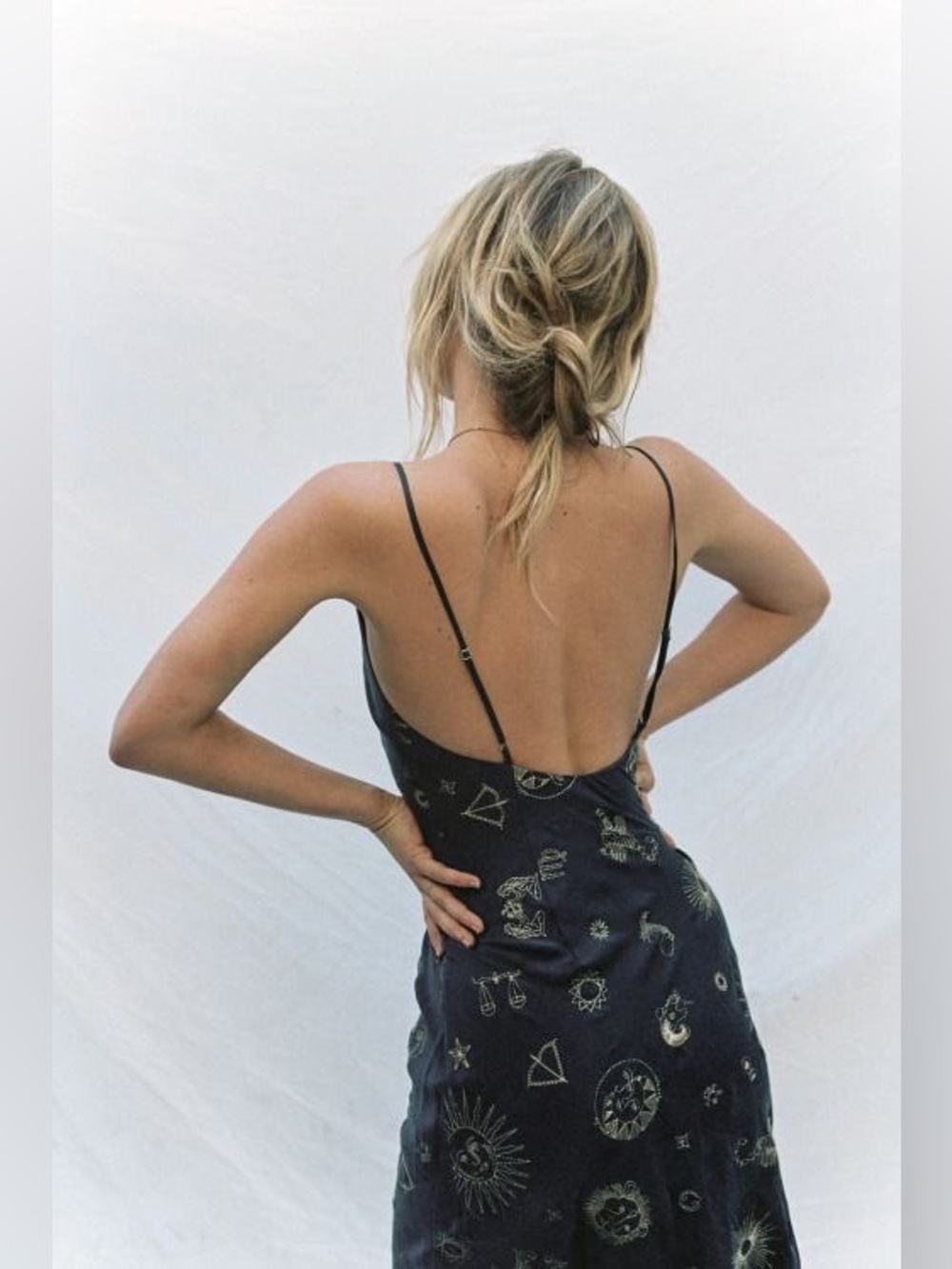 Realisation Par The 1996 Zodiac with Gold Celestial Embroidered Slip Dress - Picture 8 of 9